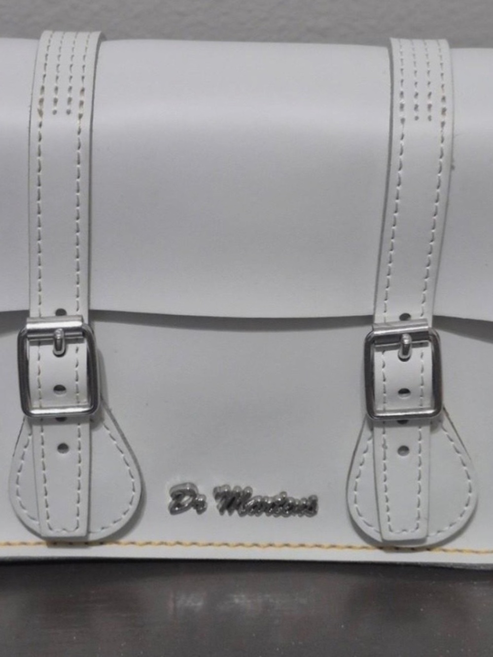 Dr. Martens White Mini Buckle Crossbody Satchel Bag